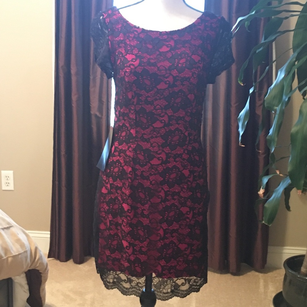 Bebe black and red lace dress